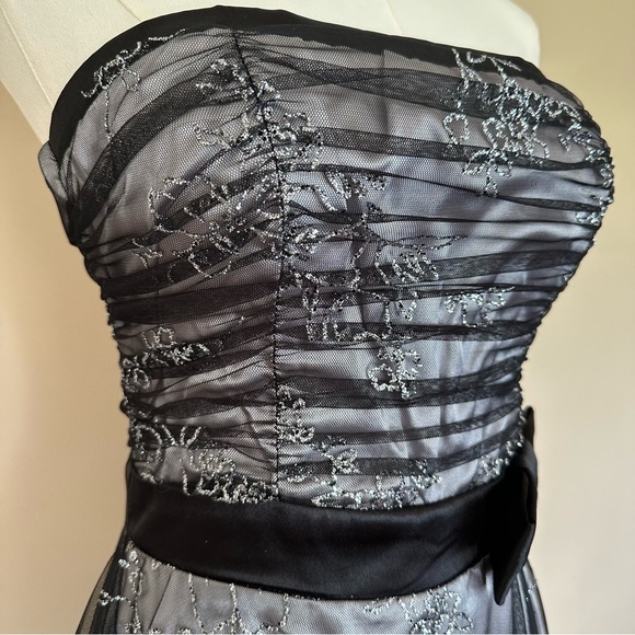 Dark Fairy Whimsigoth Formal Party Dress Junior 7/8 Black & Silver Y2K Sparkle - Picture 8 of 11